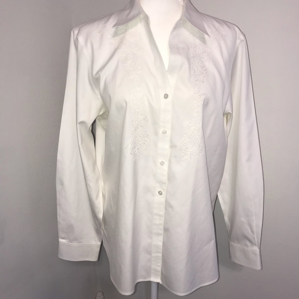 Foxcroft Non-Iron Shaped Fit Button Down SZ 14